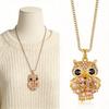 Owl Pendant Necklace For Women With Gemstone Embellishments Long Chain Jewelry Gift