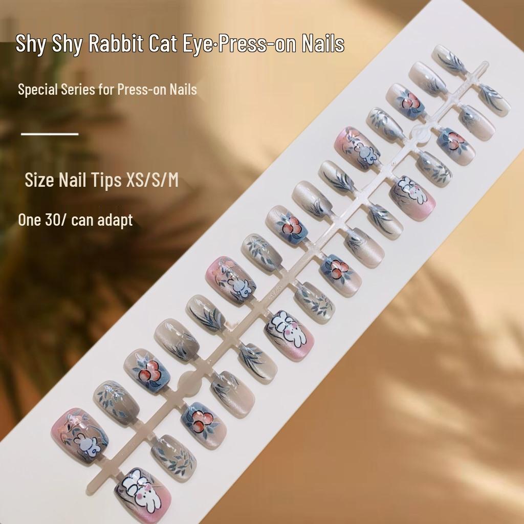 

Cute Bunny & Cat Eye Cartoon Nail Patches - Pre-made Wearable Fake Nails