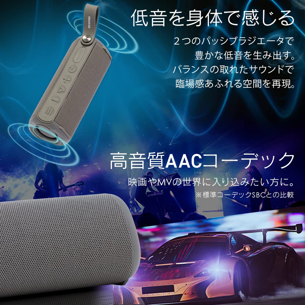 Iris Ohyama Speaker Hours Continuous Playback Waterproof IPX5 Waterproof Standard Pairing 20 Devices Simultaneously Small Waterproof Bluetooth
