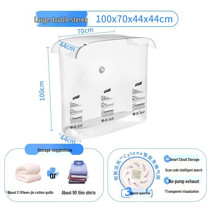 Taili Vacuum Compression Storage Bag for Clothes, Travel, Quilts, and Blankets - No Pump Required, Thickened Design.