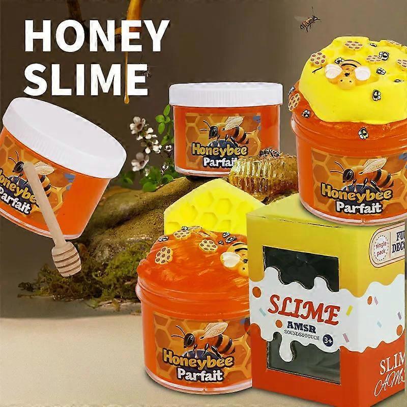 250ML Honeybee Parfait Slime Kit, DIY Crystal Mud Slime Making Set with Tools & Accessories