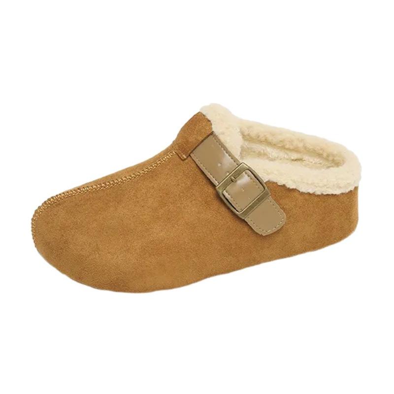 Thick-soled Bag Head Birkenstock Fluffy Slippers, Inner Height Increase, Velvet Warm Cotton Shoes, Winter Wear Half-towed Snow Boots
