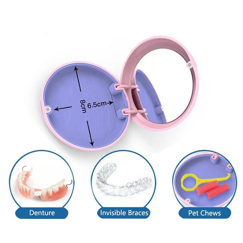1 Pcs Dental Denture Storage Box with Mirror Oral Care Portable Boxs