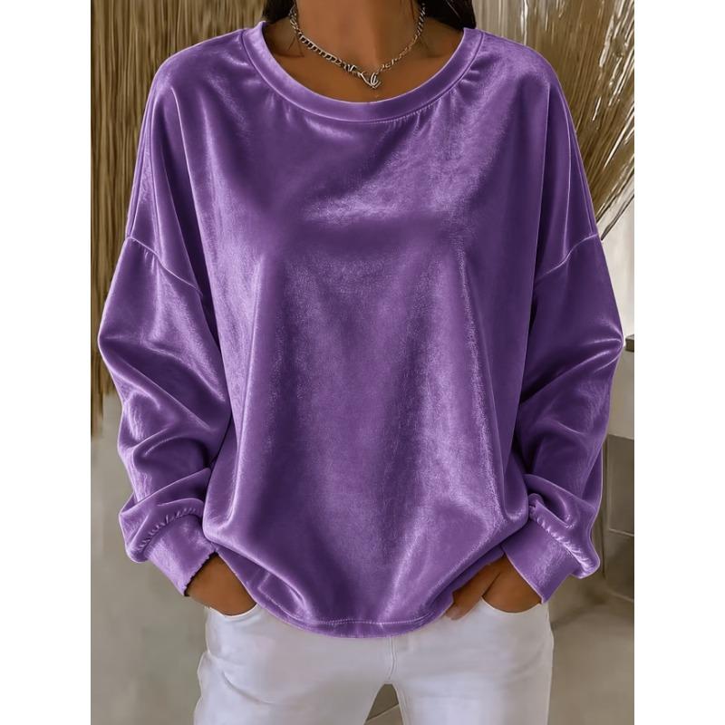 Maglietta a maniche lunghe casual da donna in velluto