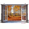2D flat product, 1 piece - Autumn Forest Scenery, Printed Banner Background, Party Decoration