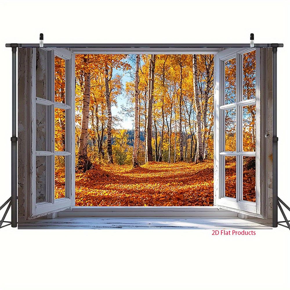 2D flat product, 1 piece - Autumn Forest Scenery, Printed Banner Background, Party Decoration