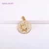 18K Gold Plated Brass Charm,Round Sun Charm For Necklace Making Findings,Inlaid Zircon Sun Pendant,Jewelry Charm,DIY Accessories