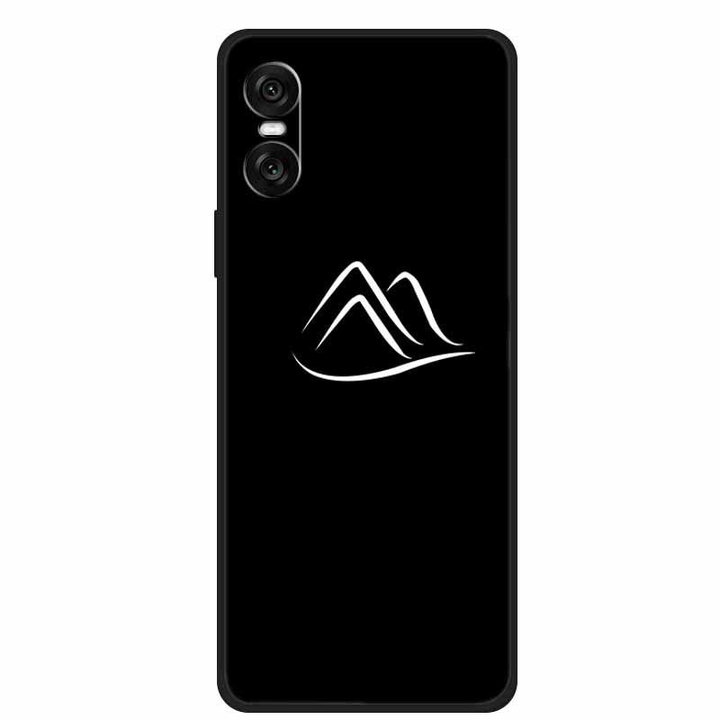 Compatible Sony 10 VI 2024 Phone Case - Black TPU with Hollow Simple Lines Design