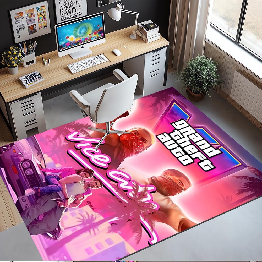 Tappeto Stampato GTA 6, Tappeto per Sedia da Ufficio Soggiorno Camera da Letto Cucina Decorazioni per la Casa Regali.