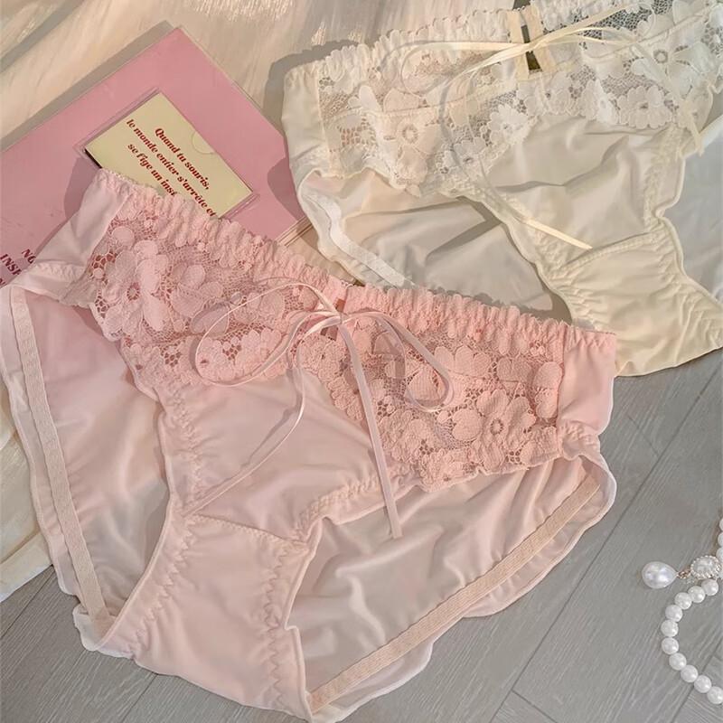 FitonTon Women's 3-Pack Ice Silk Lace Bikini Briefs