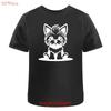 Cute Yorkshire Terrier Sitting Cotton T Shirt Ta045799 Vintage Washed Top For Everyday Wear Soft Designer Clothes Unisex