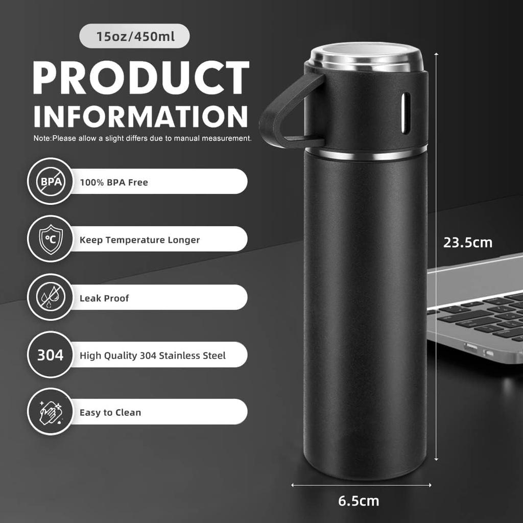 Coffee Thermos Stainless Steel Vacuum-Insulated Water Bottle  Insulated Bottle with Cup for Hot & Cold Drink Outdoor Travel Mug
