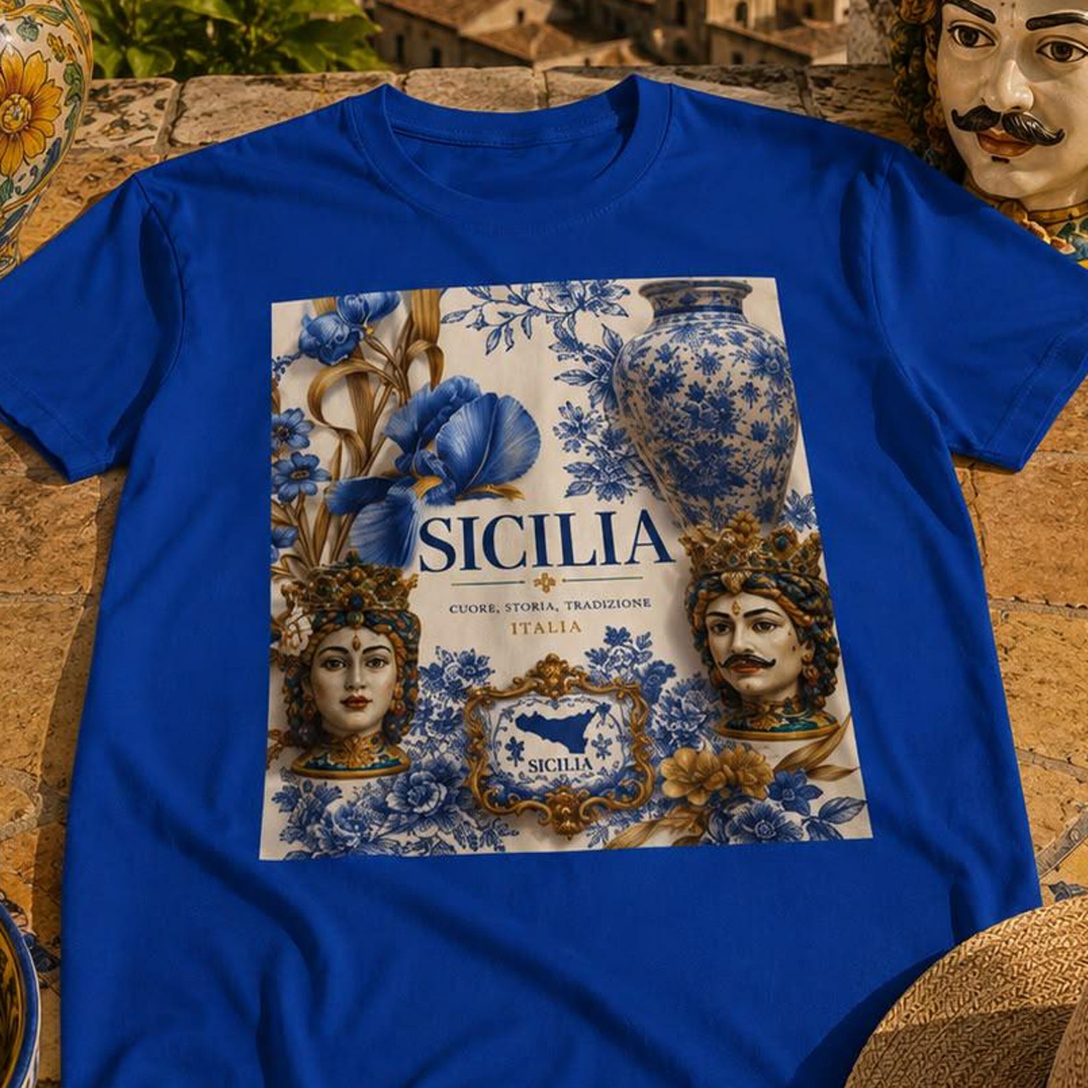 Sicilian Trinacria Tee | Teste di Moro Sicily T-Shirt | taly Shirt | Moor Head Sicilian Heritage Gift | Italian Pride Unisex T-Shirt 2XL