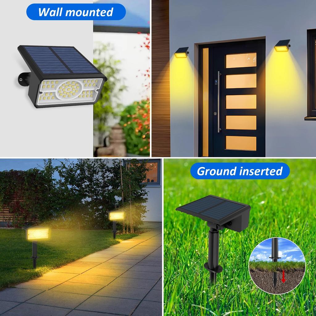 1pc 6000K/3000K/Green/Blue Solar Garden Light Outdoor Solar Spotlight IP65 Waterproof Solar Wall Light Solar Lamp