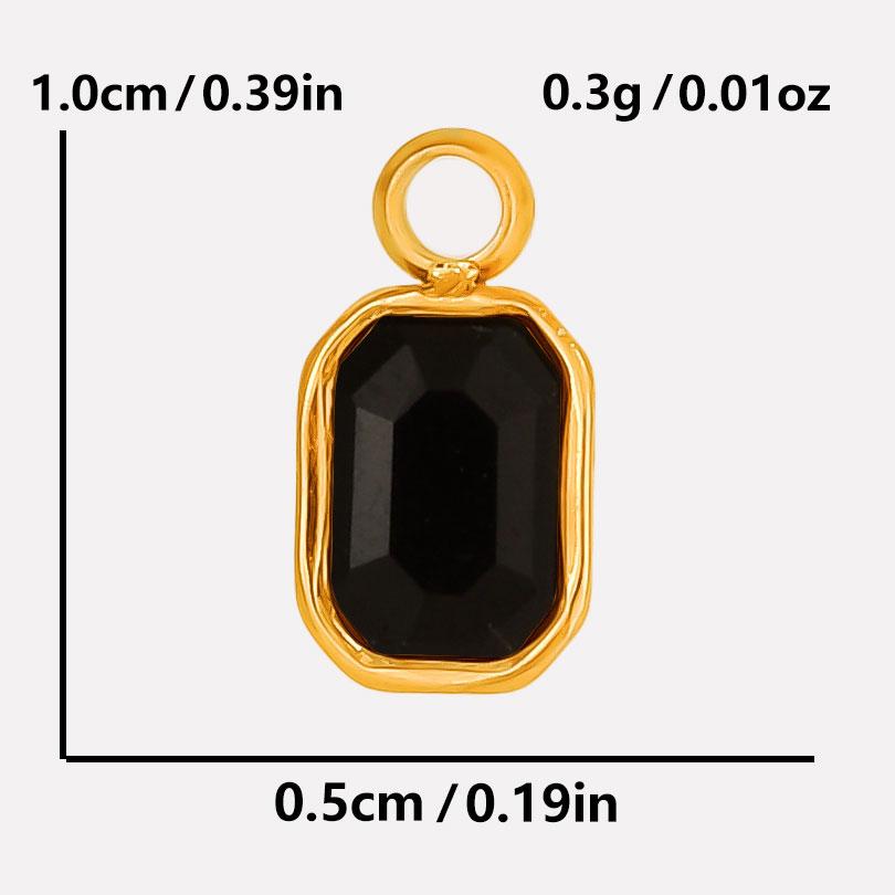 6pcs Different Color Stainless Steel Rectangle Charms For Jewelry Making Supplies Luxury Glass Stone Pendant Charm DIY Earrings