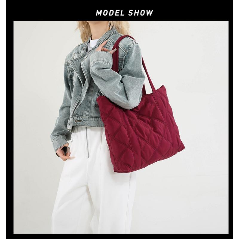 Ladies' Large Capacity Casual Nylon Cloth Shoulder Bag, Solid Color Tote Bag