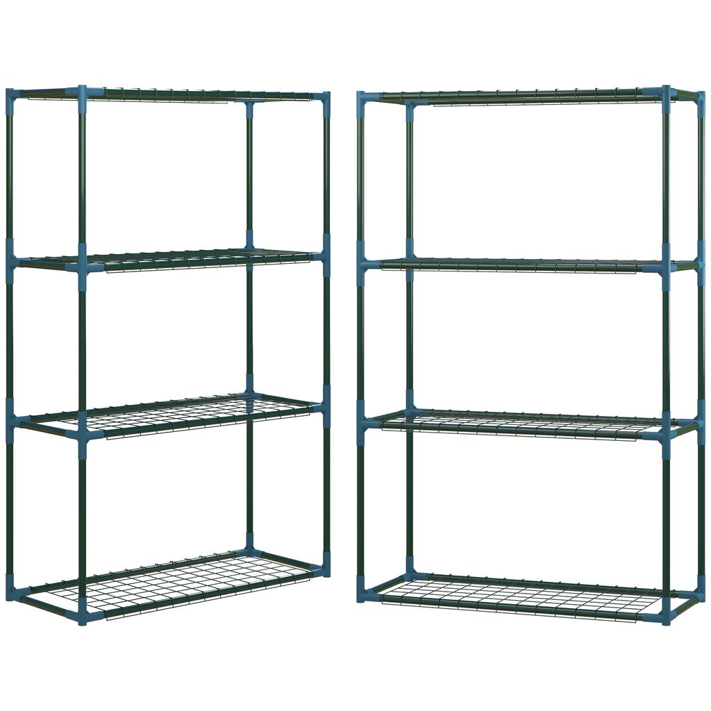70L x 27W x 110H cm Modern Plant Stand Set of 2, 4-Tier Planter Holder with Steel Frame, Outdoor Flower Display Rack for Potted Plants Balcony Décor