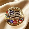Brooch Pin American Flag Flower Blooming Enamel Lapel Pin