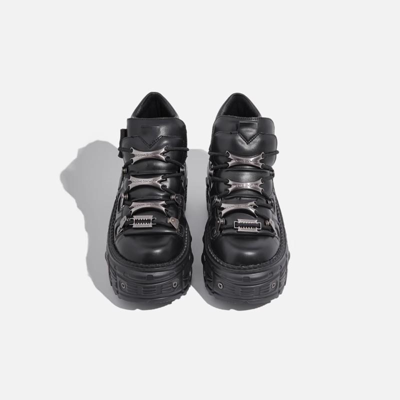 

Vintage Yabi Dark Punk Rock Tank Fighting Shoes Heavy Metal Goth High Top Heightening Platform Shoes 40 чорний