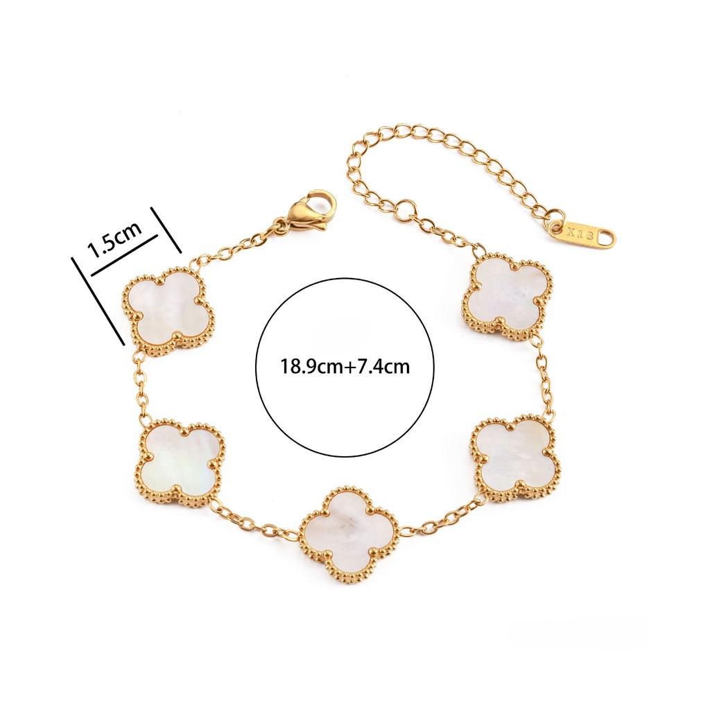 Pulsera de Trébol de Cuatro Hojas de 15 mm para Mujer Doble Cara Lujosa y Sofisticada Pulsera de Moda