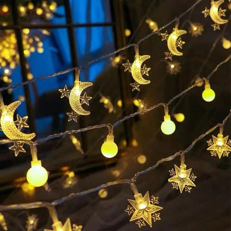 LED Moon Star String Lights Moon Star Fairy Lights for Wedding Decoration Party Festival Lights Ramadan Decorations 2024 Light
