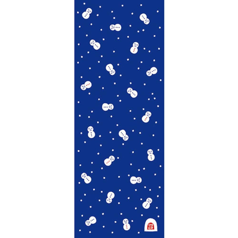Kyosuke Japanese Tenugui Snowman Hand 34 x Snow Towel, Chū-sen (Dyed Print), 90cm,