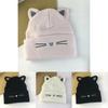 Cat Pattern Knit Hat For Men And Women Fall Winter Warm Cozy No Brim Cap