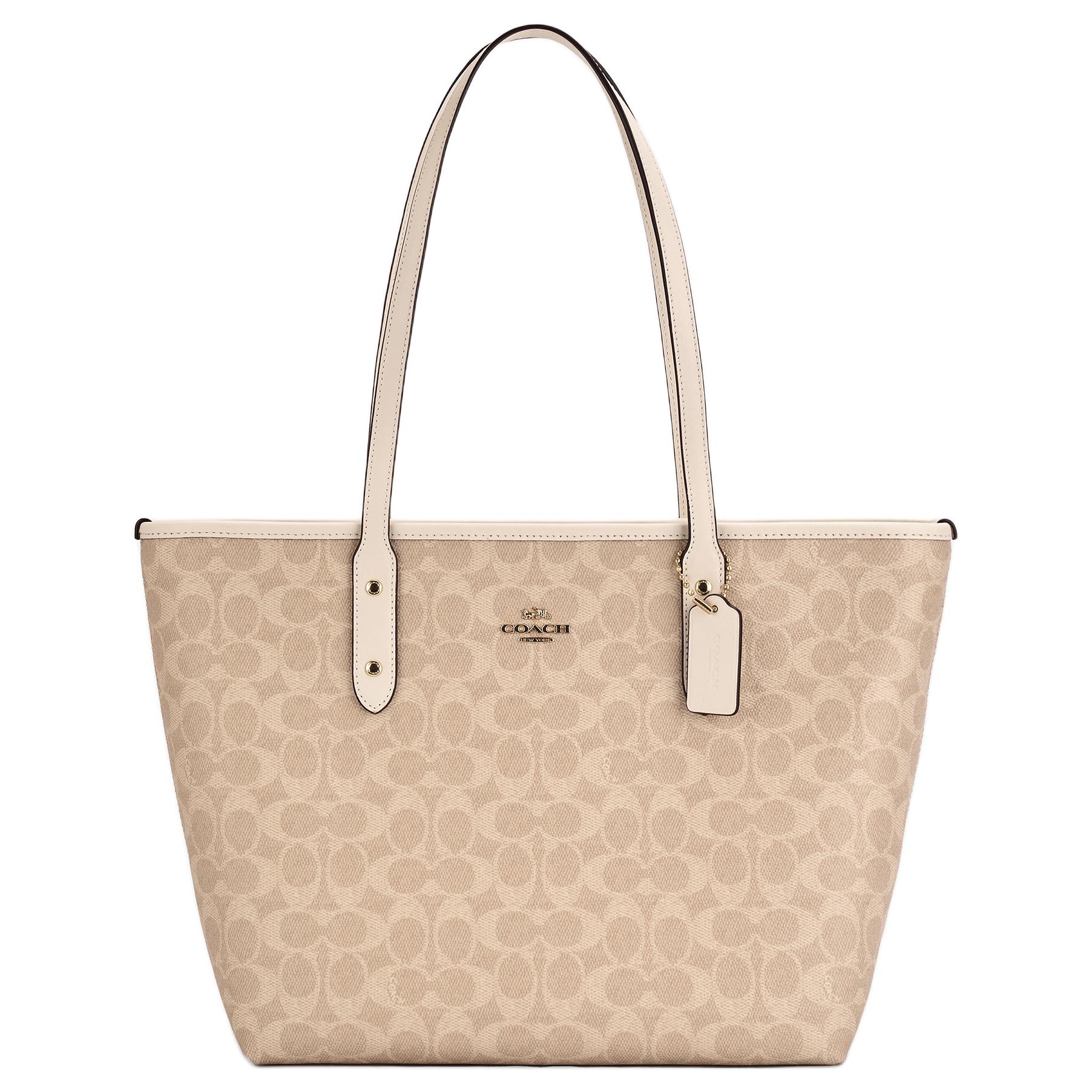 

Coach City 30 Classic Monogram Zipper Closure Tote Bag Women Tote Beige CCQ28-IMXDM Basic Set (Bag+Dust Bag)