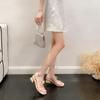 Fashion Lace sandals new summer chunky transparent rivets fashion square head Roman women's shoes