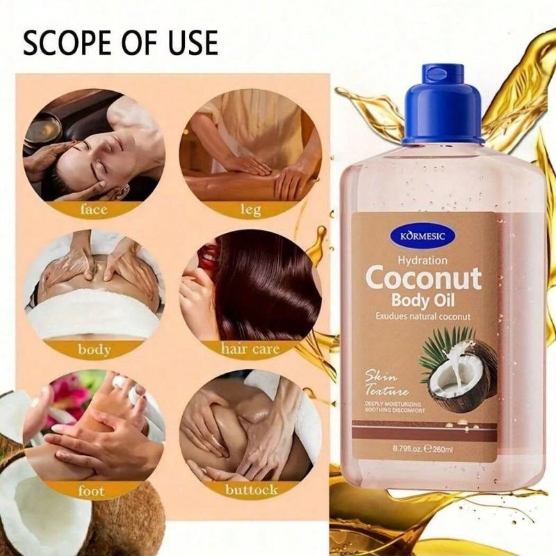 Natural Coconut Body Oil for Skin Hydration Deep Moisturizing Nourishing Dry Skin Care 24hr Long Lasting Coconut Oil for Body