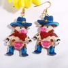 New Western Cowboy Hat Cow Earrings Flat Acrylic Creative Cartoon Animal Cute Calf Earrings