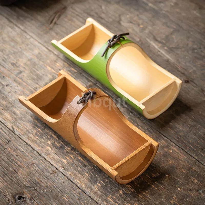 Assiette à collation sushi Bambou et vaisselle en bois Assiette en bois naturel Assiette à collation créative Plateau à thé Plateau à fruits secs Coupe à fruits