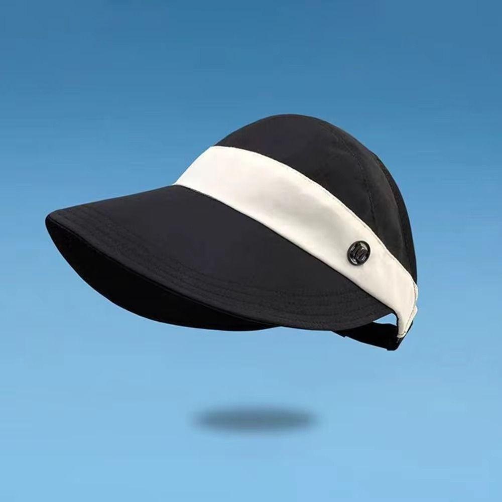 Anti UV Fisherman Ponytail Caps Foldable Woman's Sunshade Hat Casual Summer Wide Brim Sunhat  Beach