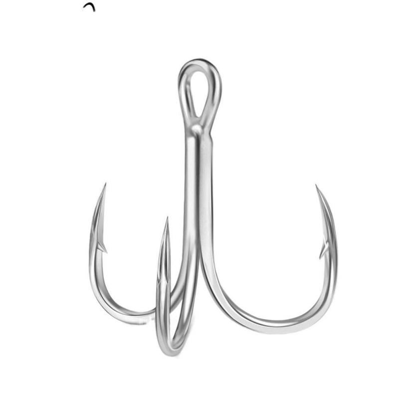 15pcs Bright Tin Barbed Lure Hooks Blood Slot Three Anchor Hooks Saltwater Freshwater Reinforced Three Fish Hooks for Angling
