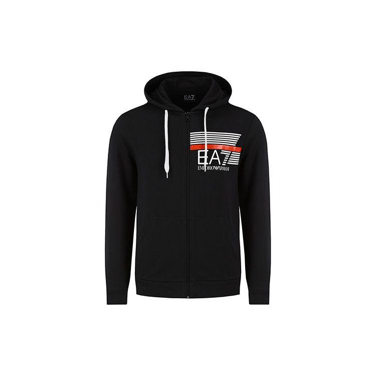 Emporio Armani EA7 Logo Print Zip Front Hoodie Men hoodies Black 3HPM54-PJ05Z-1200 S