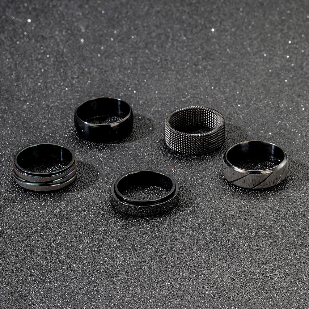 Stainless Steel High-End Men's Titanium Ring with Diagonal Brushed Finish