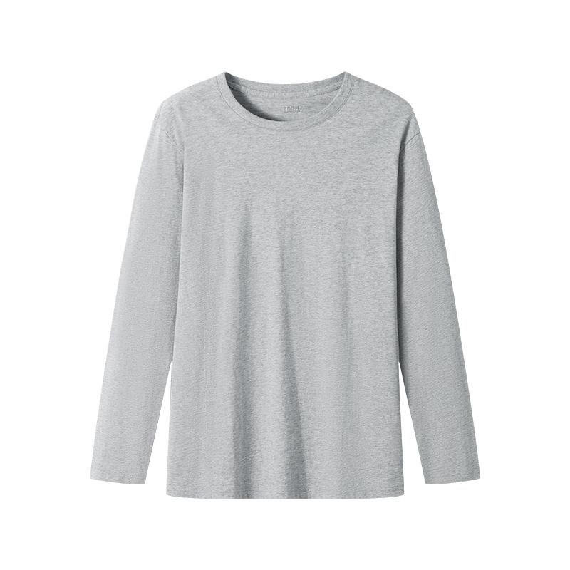 Yiershuang Men's 100% Cotton Long Sleeve Round Neck Base Layer T-Shirt