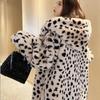 New Leopard Print Faux Fur Coat Women Winter Warm Parka Long Oversize Hooded Furry Overcoat Women Fur Jacket Winter Clothing