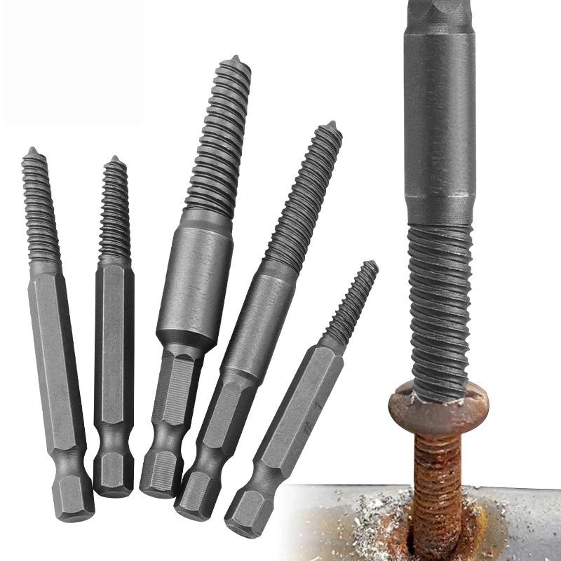 5/6Pcs Set Broken Bolt Extractor Set Electric Screw Remover With Center Drill Bits For Easy Thread Removal Tool Set