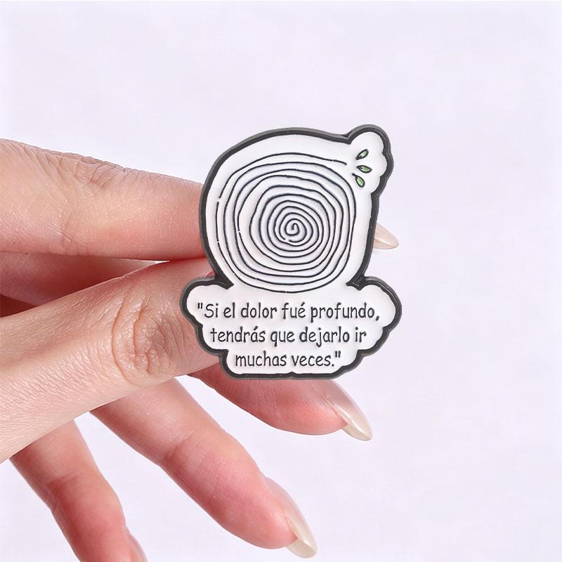 Xiaomi Hay Que Dejar Ir Lo Que Nos Dejó Ir Enamel Pins Frog Blowing Dandelion & Spiral Tree Hole Motivate Spanish Brooch Jewelry Gifts
