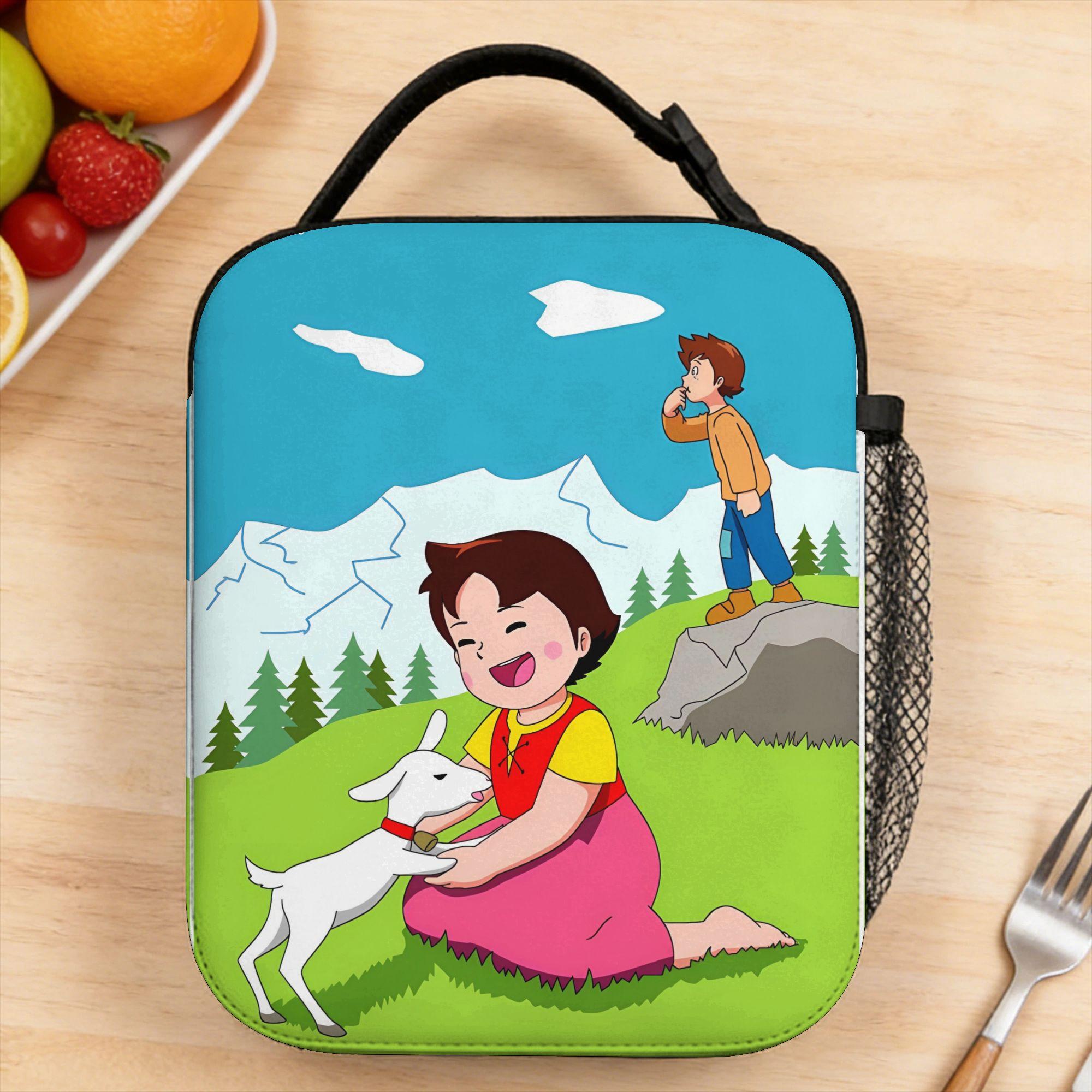 Lunch Bag Custom Alps Mountain Girl Happy Heidi Picnic Lunch Box For Women Kawaii Portable Graphic Cooler Bag One Size