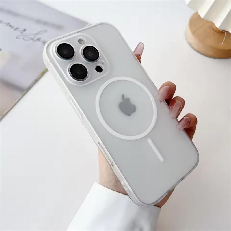 

Роскошный Ультратонкий Магнитный Чехол для Беспроводной Зарядки Magsafe для iPhone 16 15 14 13 12 Pro Max Plus 16E Прозрачный Матовый Силиконовый Мягкий Чехол iPhone 16 белый