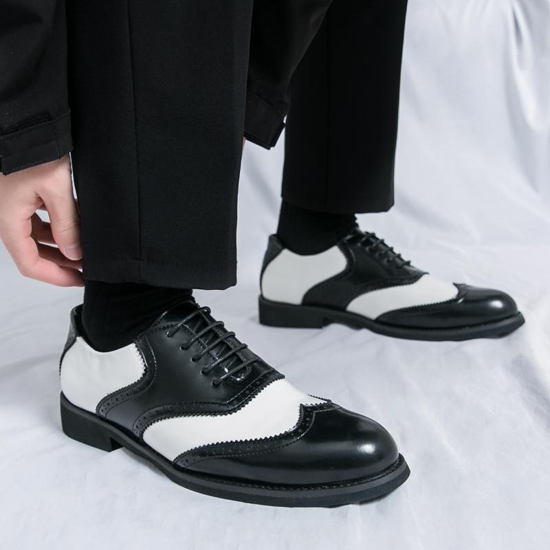 Fashion Fashion Men Designer Black Casual Leather Pointed Toe Shoes Casual Business Lace Up Formal Work Shoes Party Wedding Oxford Shoes