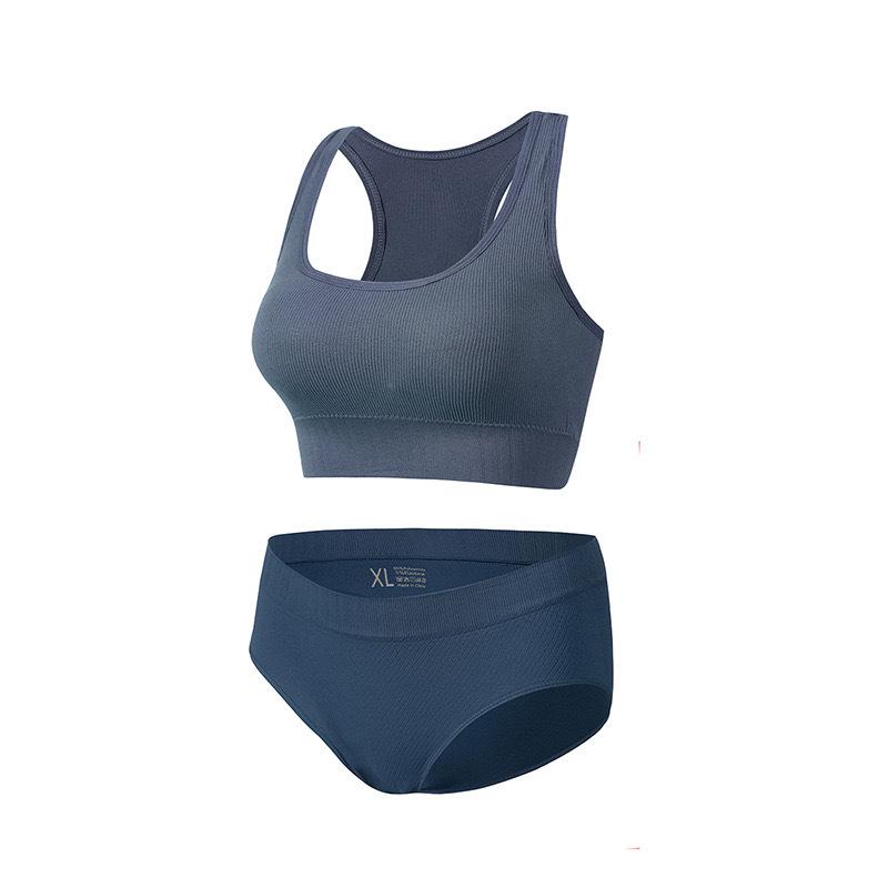 Plus Size Women's Sports Yoga Bra & Brief Set - Sexy, Wireless, Beautiful Back Design