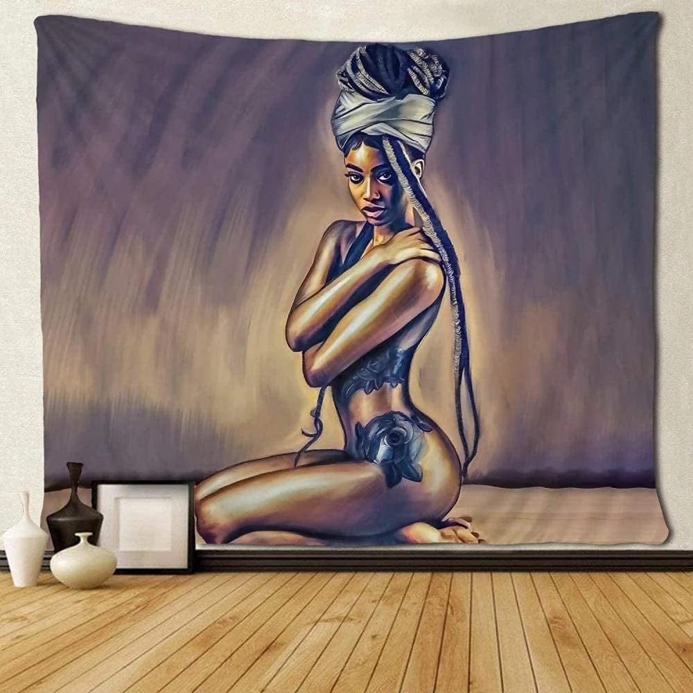 African Tapestry Indigenous People Theme Traditional Turban and Dress Tapestry Wall Hanging for Bedroom Living Room Dorm Decor