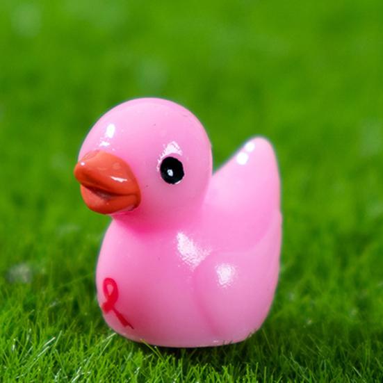 60Pcs Breast Cancer Mini Duck Figurine Red Ribbon Duck Resin Statue Miniature Animal Ornament Decoration Breast Cancer Awareness Month Gifts Party