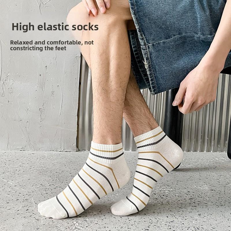 Men's Summer Thin Style Matching Color Embroidered Running Sport Short Tube Cotton Socks