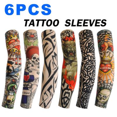 Lot de 6 manchons de tatouage élastiques anti-coups de soleil pour homme et femme, pour activités en extérieur, en boîte de nuit, pour faire du vélo ou pour faire la fête