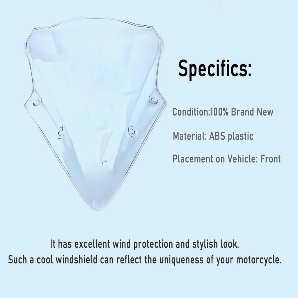 Für Kawasaki Ninja 650 Windschutzscheibe Doppelblasen-Windschutzscheibe Windabweiser für Kawasaki Ninja 650 EX650 ER6F 2017-2019(Transparent)