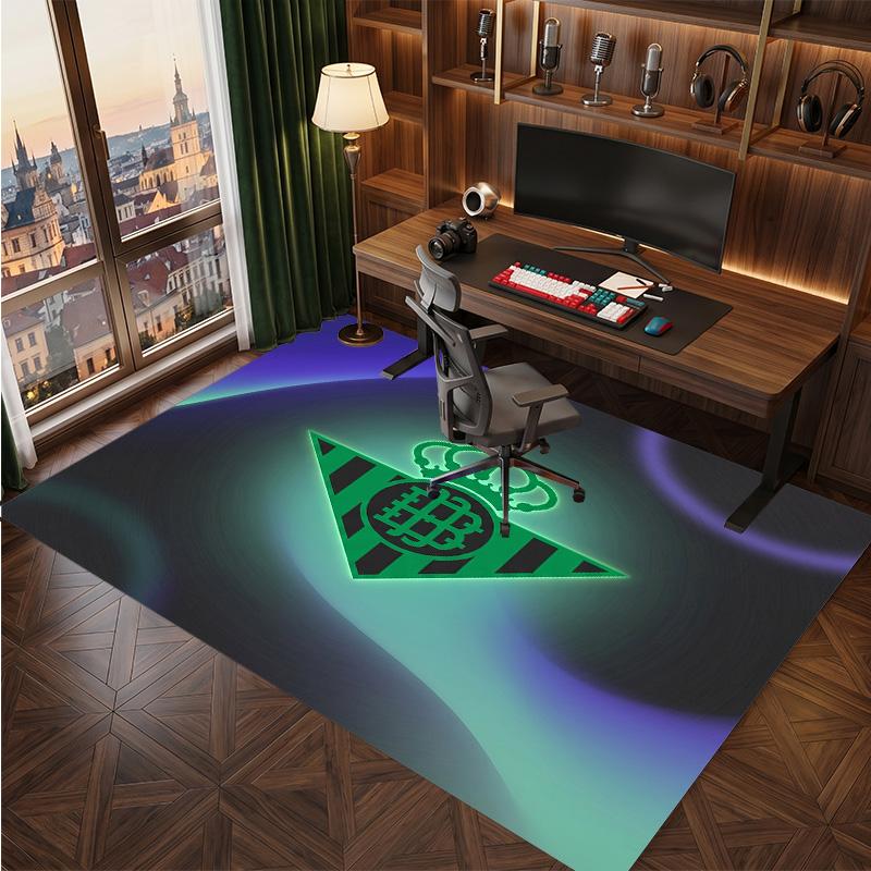Real Betis Football Print Crystal Velvet Rug, Comfortable Water Absorbent Non Slip Indoor Floor Carpet